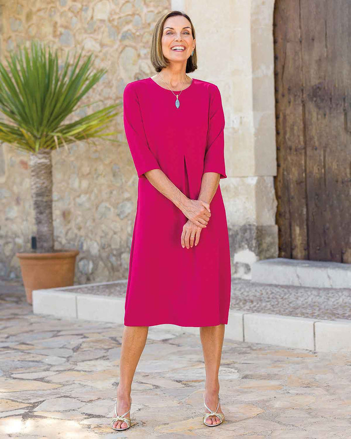 Alona Raspberry Pull On 3/4 Sleeve Dress - Image 2 - Country Collection