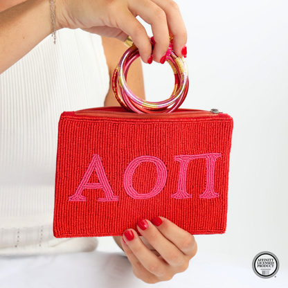 Alpha Omicron Pi Beaded Pouch
