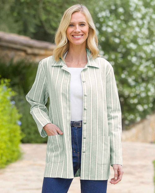 Anita Striped Linen Mix Shirt Style Jacket - Country Collection