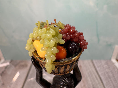 Artisan Handmade Brass Woman Holding Fruit Bowl Statue Decorative