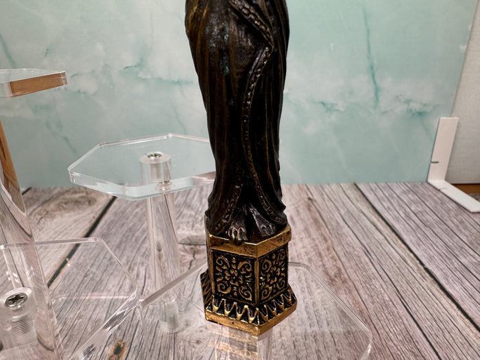 Artisan Handmade Brass Woman Holding Fruit Bowl Statue Decorative