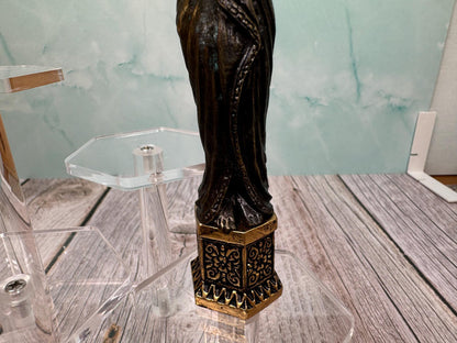 Artisan Handmade Brass Woman Holding Fruit Bowl Statue Decorative