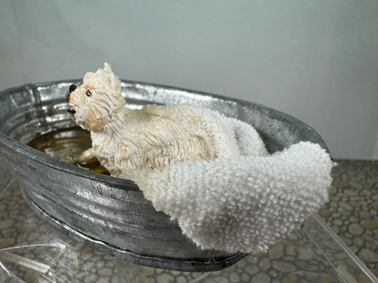 Artisan Handmade OOAK Terrier Dog In Outdoor Bath Tub