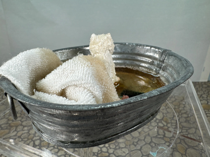 Artisan Handmade OOAK Terrier Dog In Outdoor Bath Tub