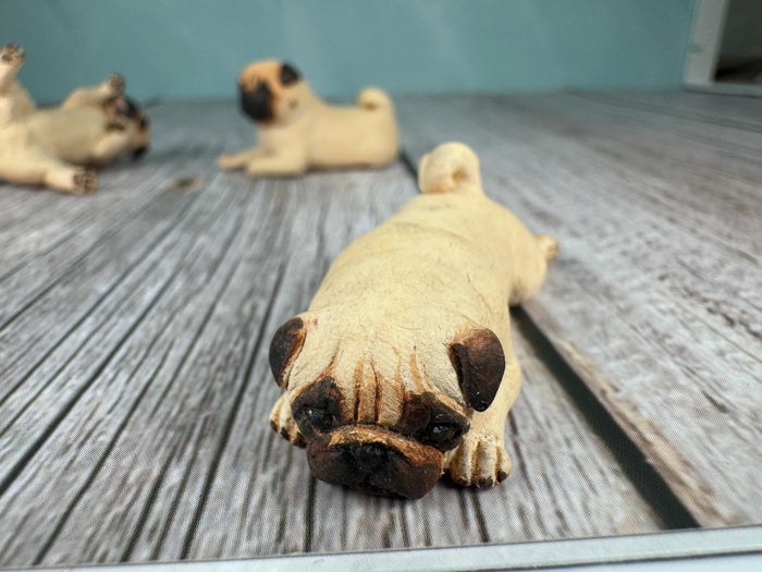 Artisan KB OOAK Lot of 3 Handmade Signed Pug Dogs
