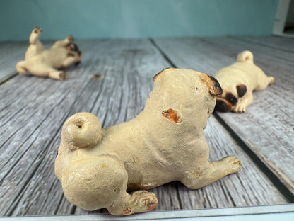 Artisan KB OOAK Lot of 3 Handmade Signed Pug Dogs
