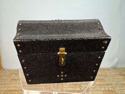 Artisan Signed Handmade Black Leather Chest