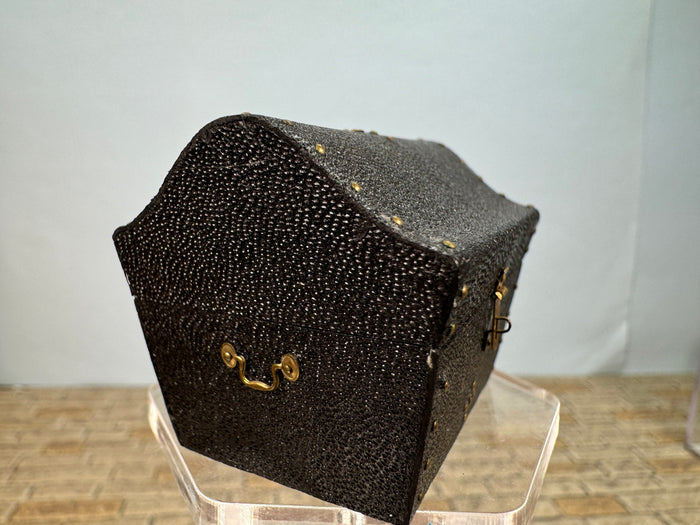 Artisan Signed Handmade Black Leather Chest