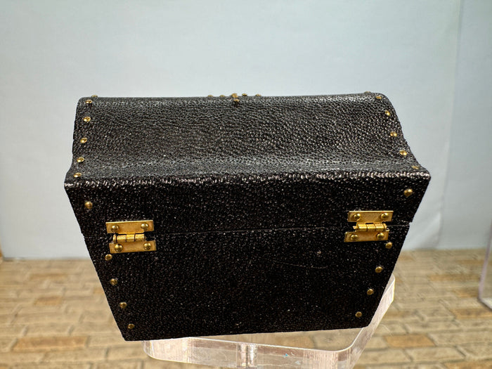 Artisan Signed Handmade Black Leather Chest