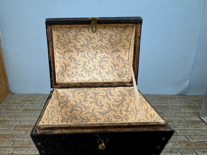 Artisan Signed Handmade Black Leather Chest