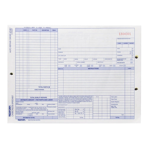Auto Repair Order Polypack 4P487