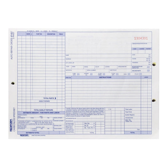 Auto Repair Order Polypack 4P487