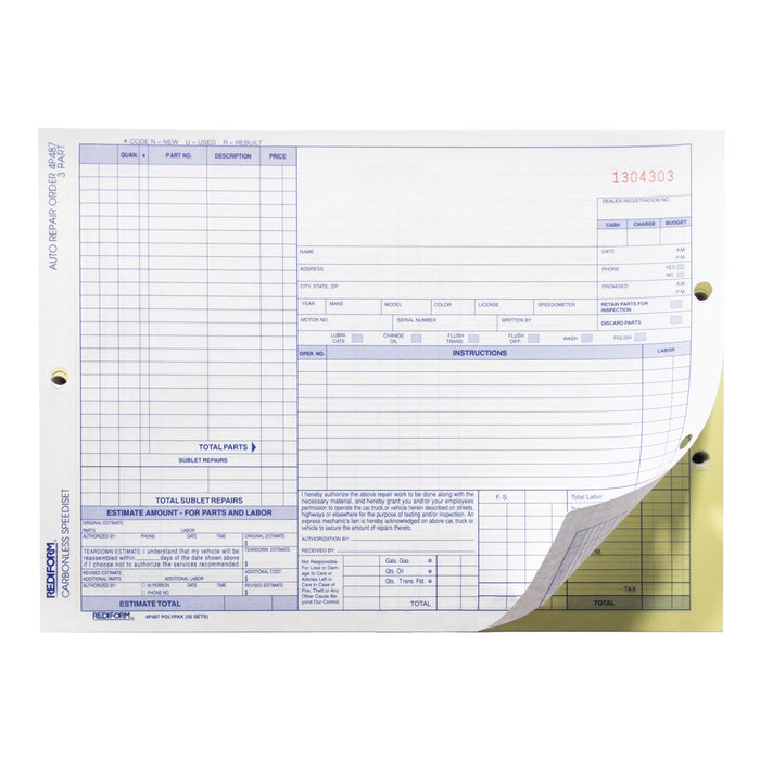 Auto Repair Order Polypack 4P487
