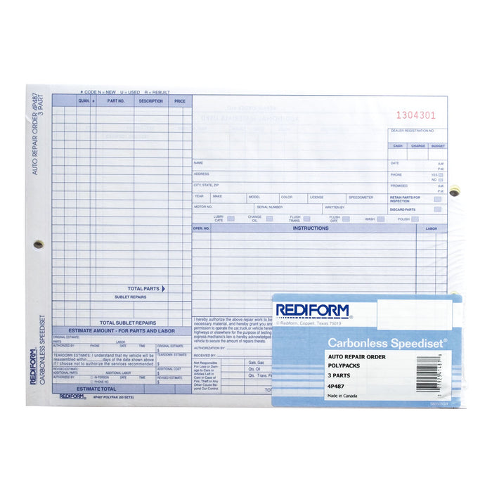 Auto Repair Order Polypack 4P487