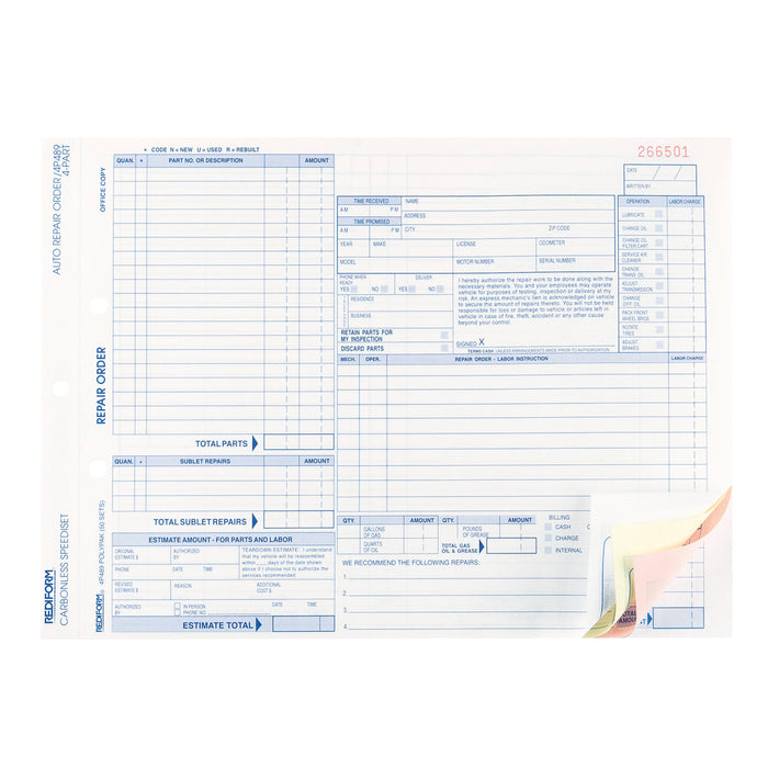 Auto Repair Order Polypack 4P489