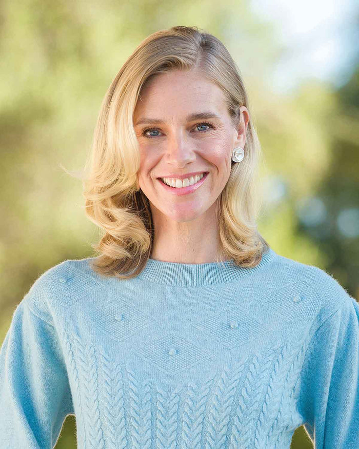 Ava Blue Patterened Pure Lambswool Jumper - Image 3 - Country Collection