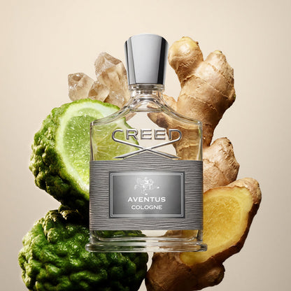 Creed Aventus Cologne with Bergamot and Ginger Ingredients - Editorial Flat Lay | Creed Fragrances