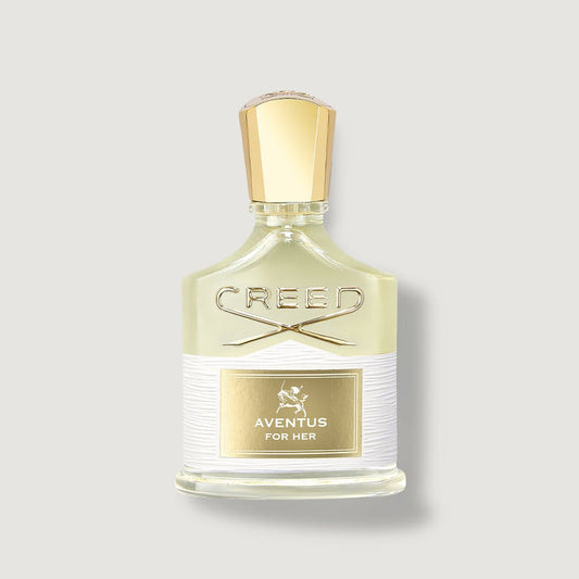 Creed Aventus For Her 75ml Eau de Parfum - Gold Cap Glass Bottle Front View | Creed Fragrances