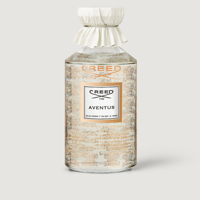 Creed Aventus 490ml Flacon - Gold Embossed Glass, White Leather Cap, Heritage Edition | Creed Fragrances