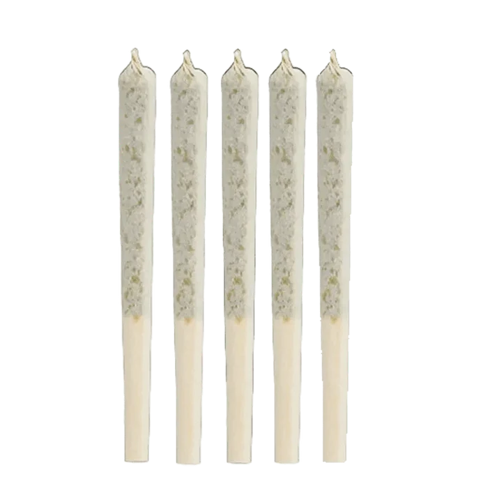 Close-up of the BC Organic Blue Dream Pre Rolled 3 x 0.5 g pre-rolls, arranged against a plain white background.