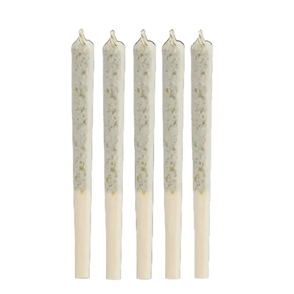 Close-up of the BC Organic Blue Dream Pre Rolled 3 x 0.5 g pre-rolls, arranged against a plain white background.