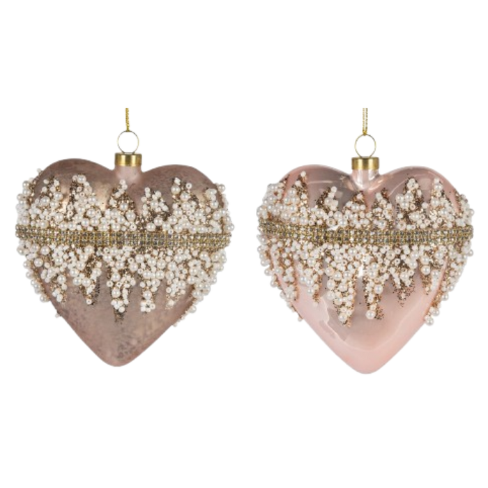 Beaded Glass Heart Ornament
