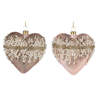 Beaded Glass Heart Ornament