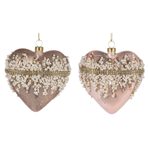 Beaded Glass Heart Ornament