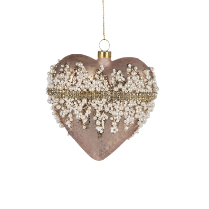 Beaded Glass Heart Ornament