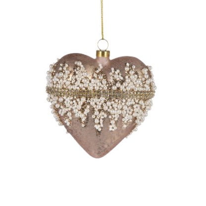 Beaded Glass Heart Ornament