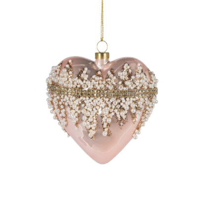 Beaded Glass Heart Ornament