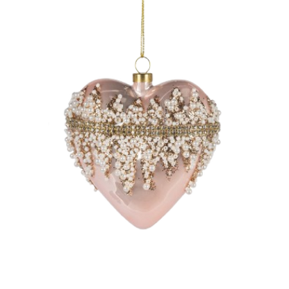 Beaded Glass Heart Ornament