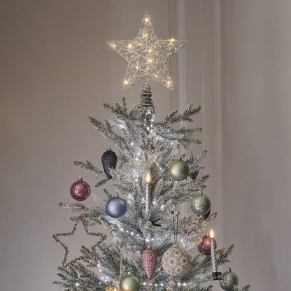 Beaded Silver Star Micro LED Christmas Tree Topper