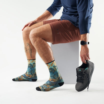 Bike Rugged Ride Print Crew Socks