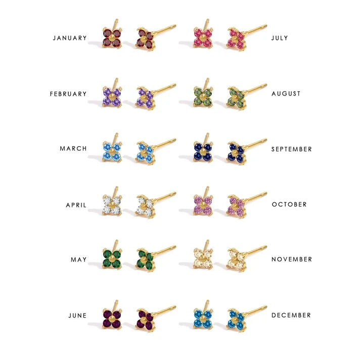 Birthstone Flower Stud Earrings 🇬🇧