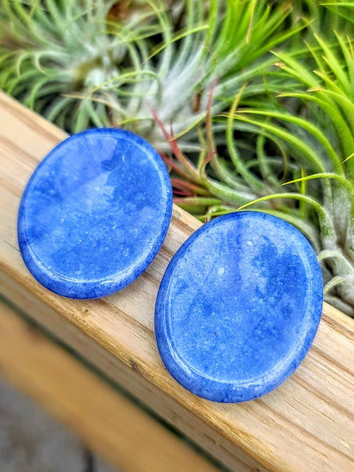 Blue Aventurine Crystal Worry Stone Carving