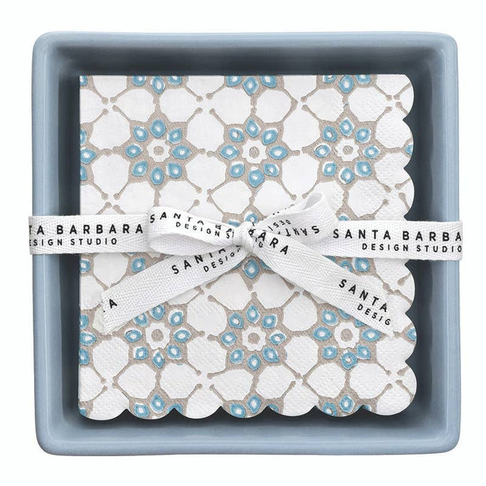 Blue Tile Ceramic Tray + Napkins