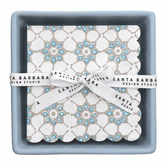 Blue Tile Ceramic Tray + Napkins