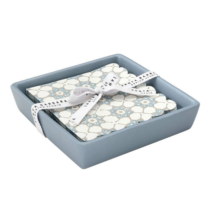Blue Tile Ceramic Tray + Napkins