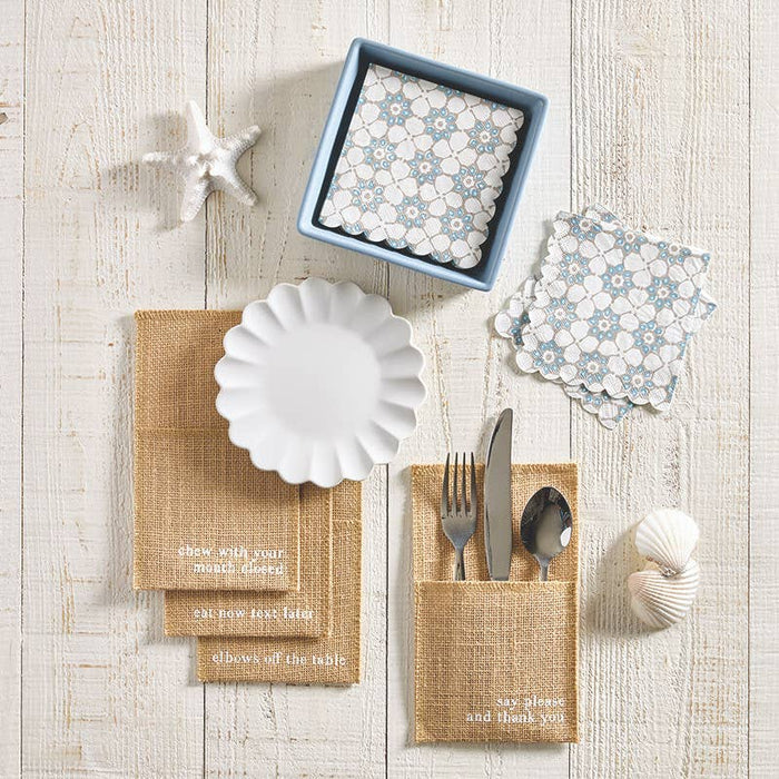 Blue Tile Ceramic Tray + Napkins