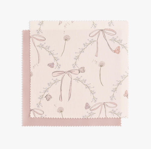 "Bows & Butterfly Kisses" print in Pink swatch with backside in solid Pink