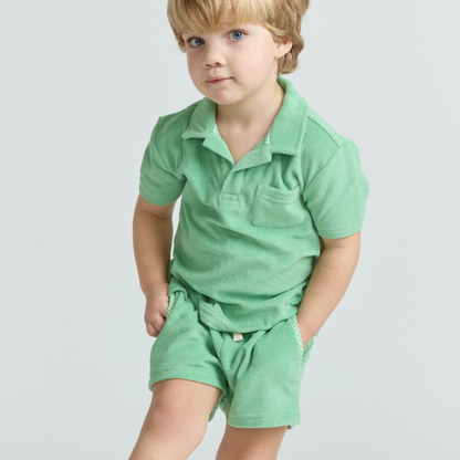 boys gustavia green french terry polo