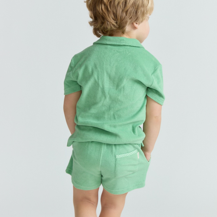 boys gustavia green french terry polo