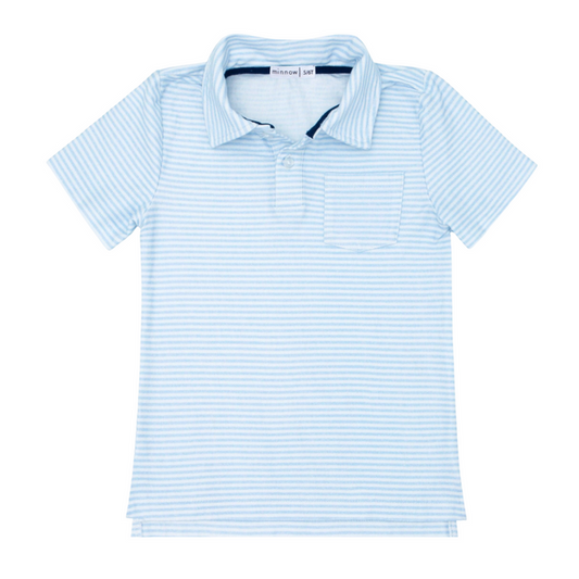 boys powder blue stripe cotton polo
