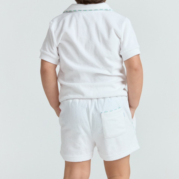 boys shell white french terry short