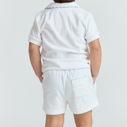 boys shell white french terry short