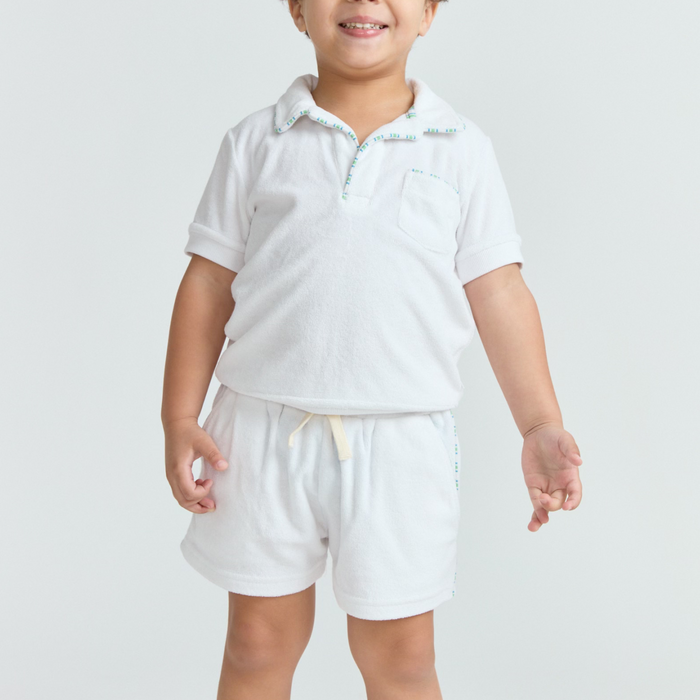 boys shell white french terry short