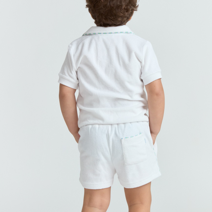 boys shell white french terry short