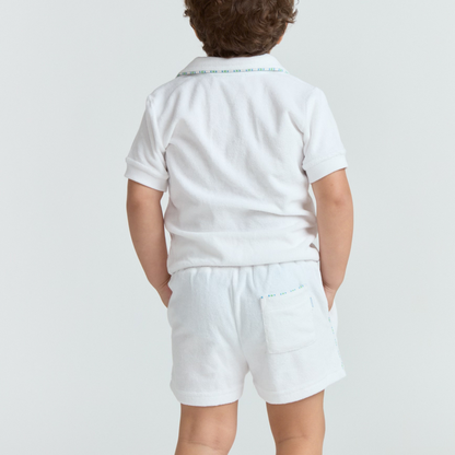 boys shell white french terry short