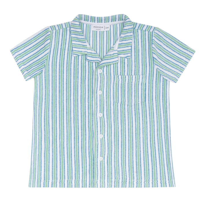 boys tamarin stripe french terry button up